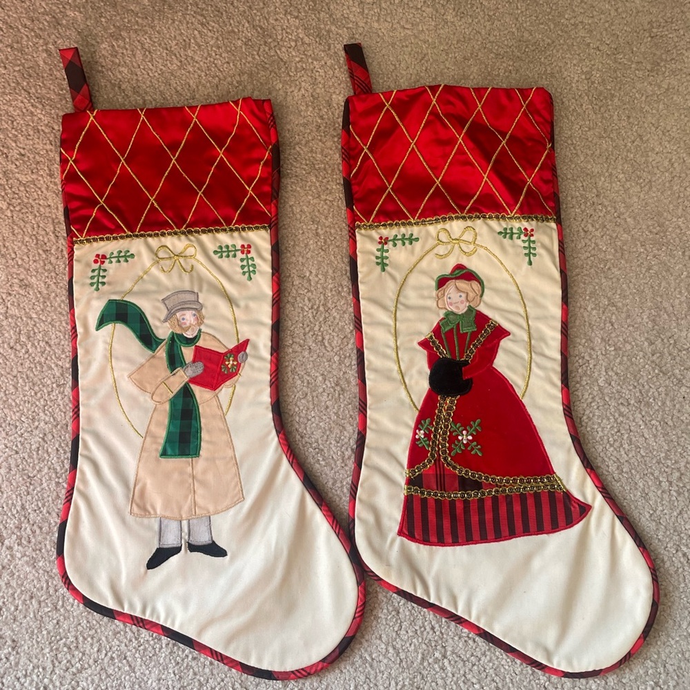 House of hatten Christmas stockings. Carolers
